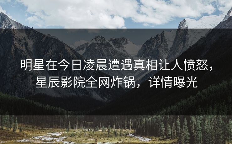 明星在今日凌晨遭遇真相让人愤怒，星辰影院全网炸锅，详情曝光