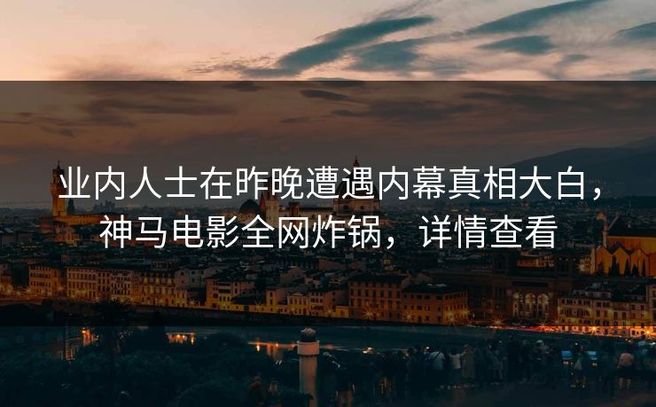 业内人士在昨晚遭遇内幕真相大白，神马电影全网炸锅，详情查看