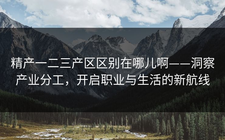 精产一二三产区区别在哪儿啊——洞察产业分工，开启职业与生活的新航线