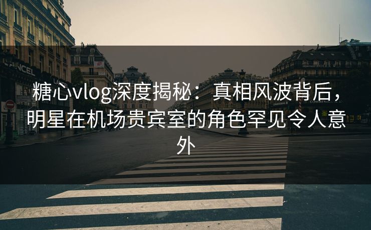 糖心vlog深度揭秘：真相风波背后，明星在机场贵宾室的角色罕见令人意外